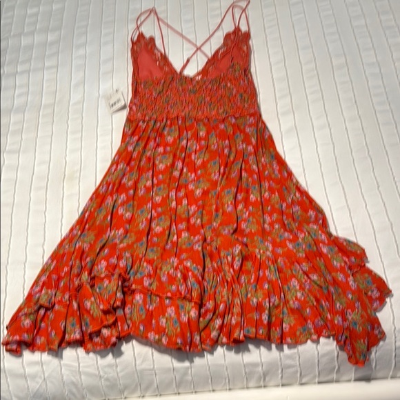 Floral Red Dress with Spaghetti Straps - Picture 2 of 6